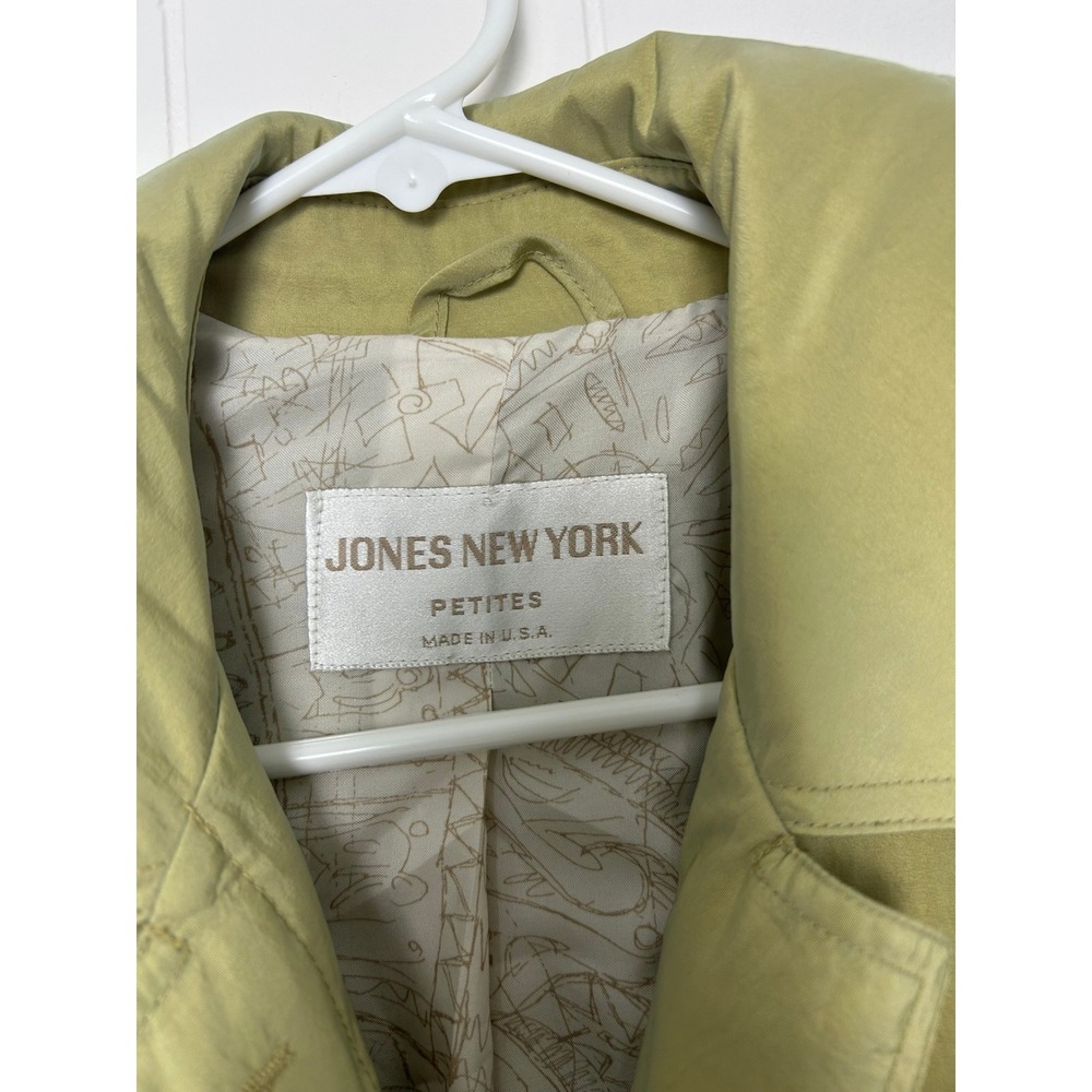 VTG 80s Jones New York Petites Spring Trench Coat Iridescent Green Size 6P USA - Picture 3 of 12